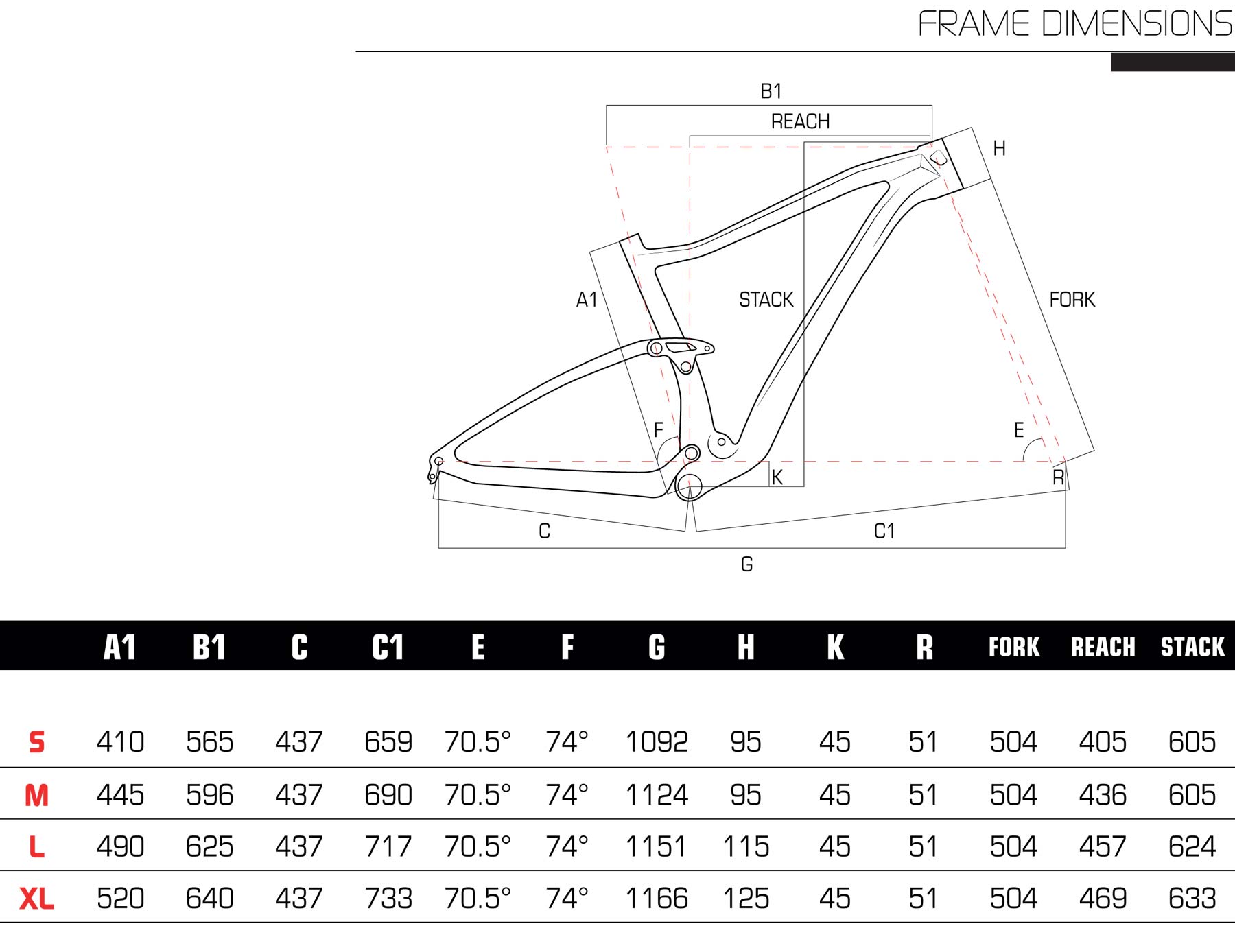 2019 Olympia F1-X carbon 95mm travel carbon XC race bike geometry
