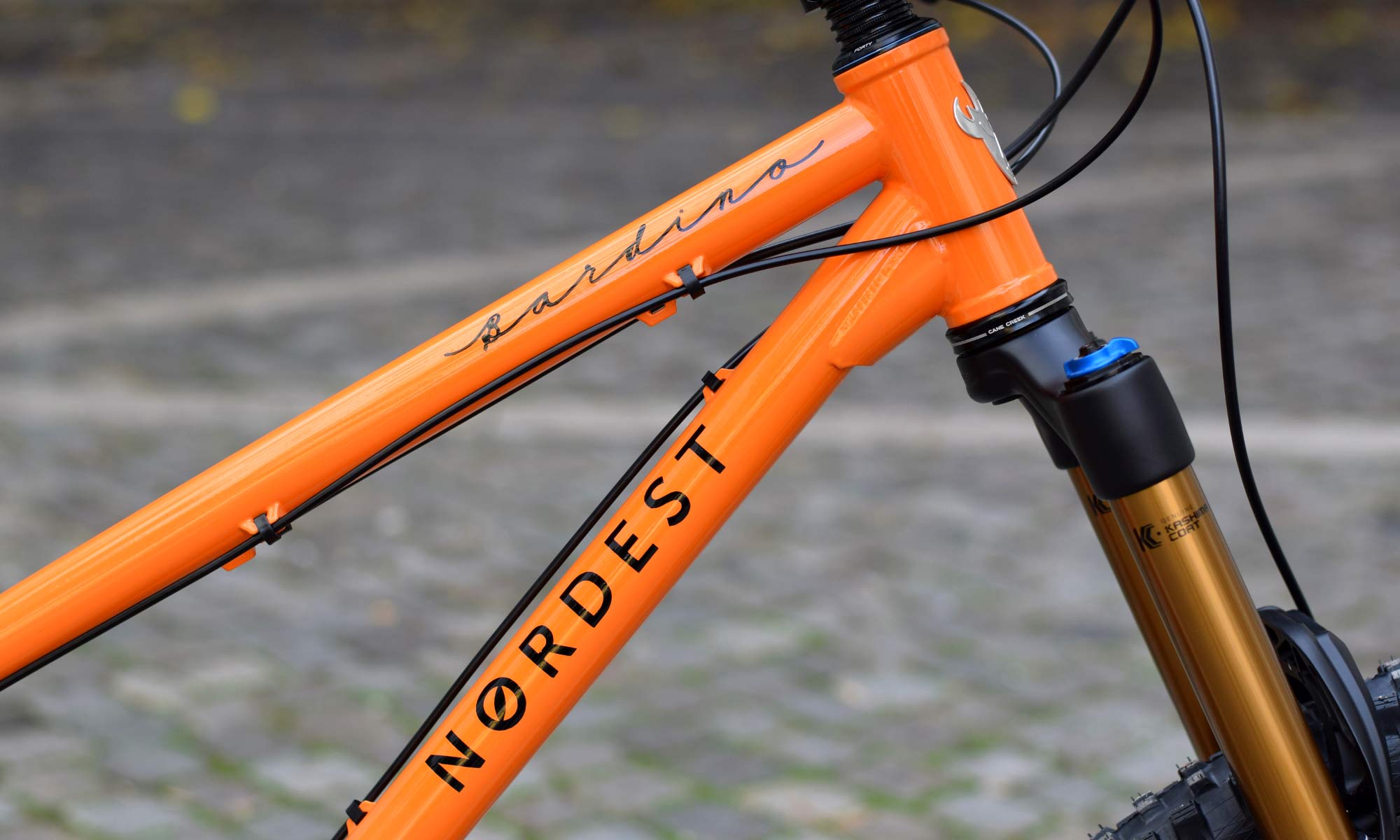Nordest Cycles custom painted 4130 steel trail mountain bikes orange