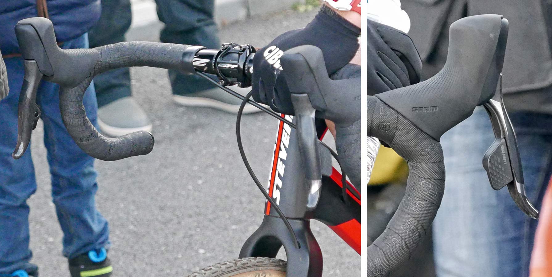 SRAM Red eTap 12-speed CX 1x 1x12 cross prototype groupset - Wout van Aert 2018 World Champion Stevens Super Prestige disc carbon cyclocross bike UCI World Cup Tabor, Czech Republic