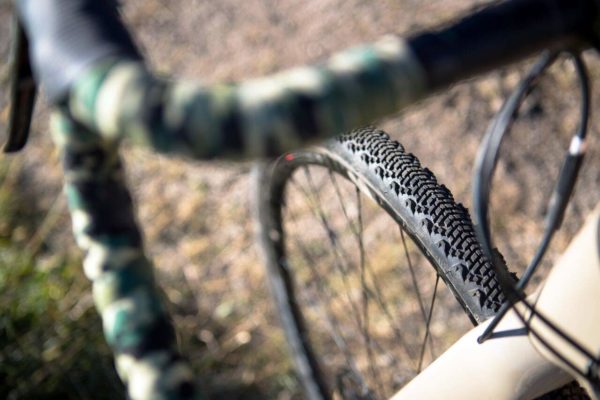 donnelly EMP gravel road bike tire with knobby tread pattern for loose over hard conditions