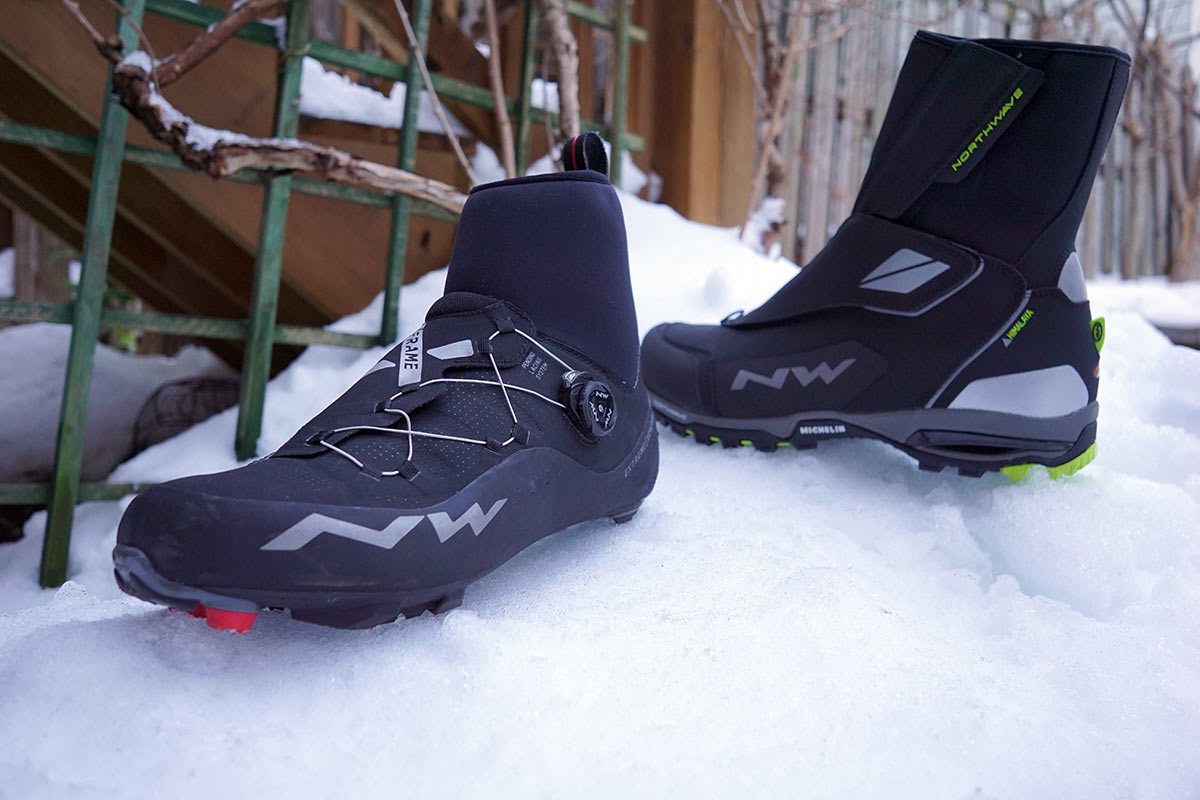 northwave extreme GTX road and XCM mountain bike winter cycling shoes