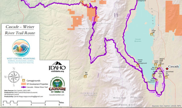 Cycling maps in Cascade Idaho for gravel and MTB biking