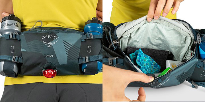 Osprey hydration pack pockets and light mounting