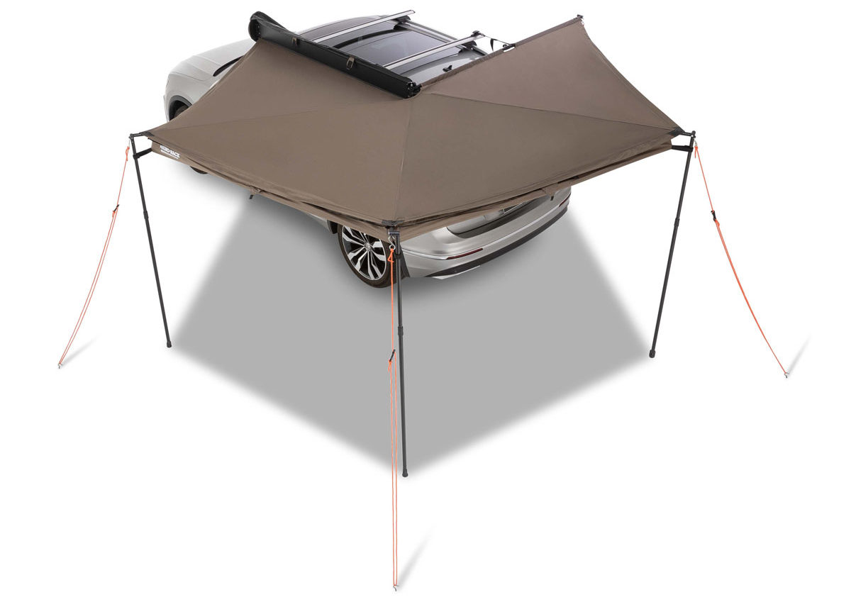 Rhino Rack Batwing Compact awning for small vehicles, SUVs, and cars for camping, riding, hiking.