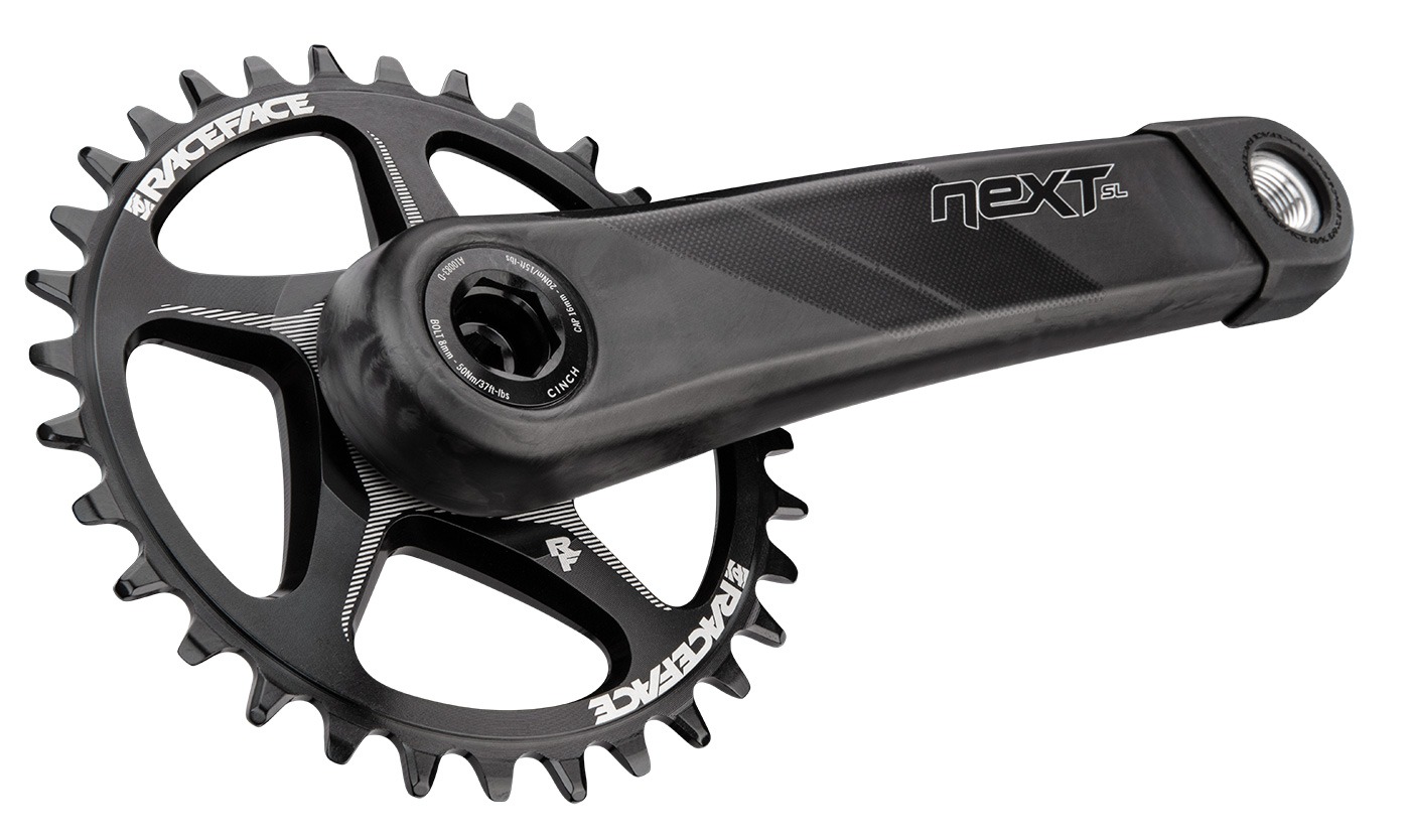 race face next sl g5 carbon crankset with new shimano xt and xtr 12-speed compatible chainrings
