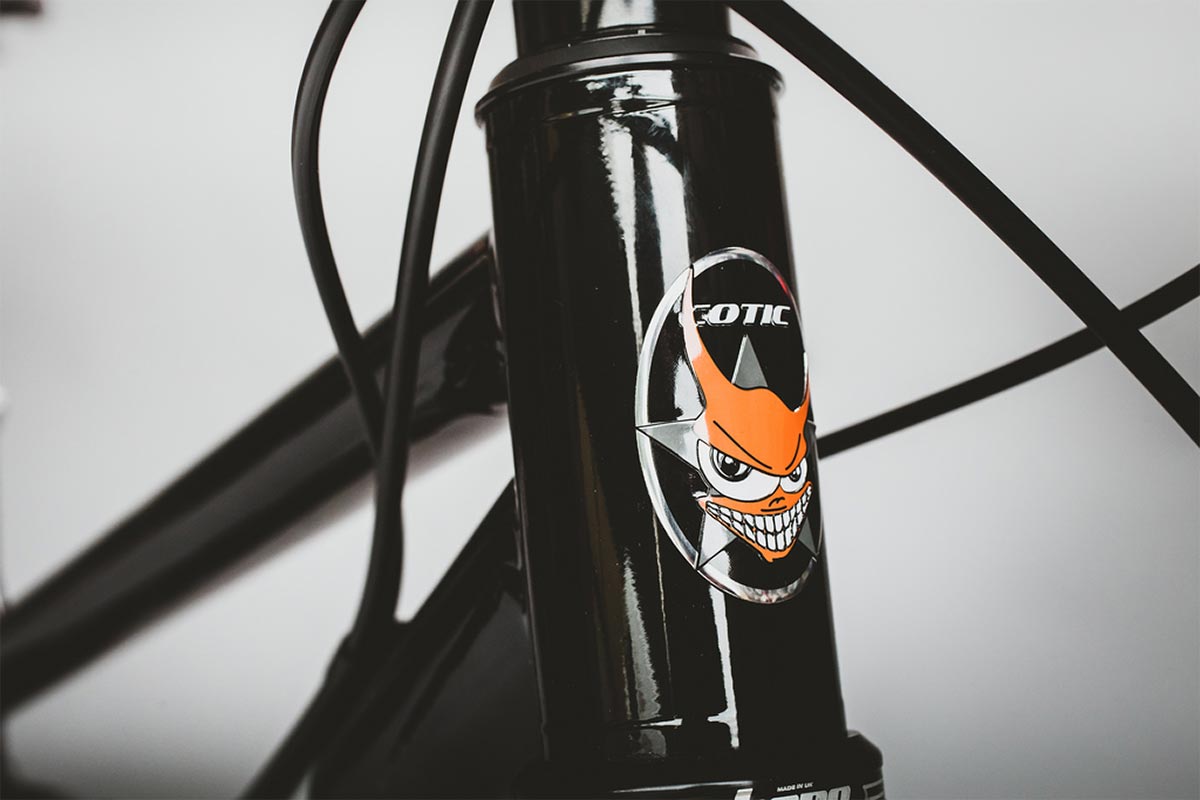 Cotic-Flare-trail-mountain-bike-long-shot-geometry-steel-27.5-head-tube-logo