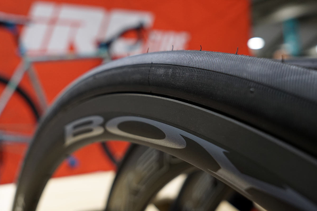 IRC Aspite Pro aero road bike tires with aerodynamic sidewall grooves to reduce drag