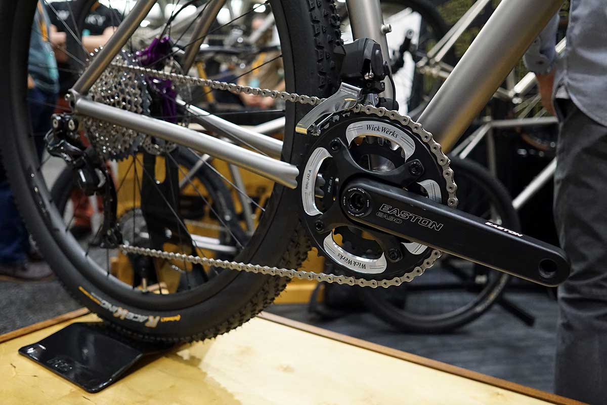 prototype easton ea70 alloy crankset on Bingham Built titanium gravel race bike