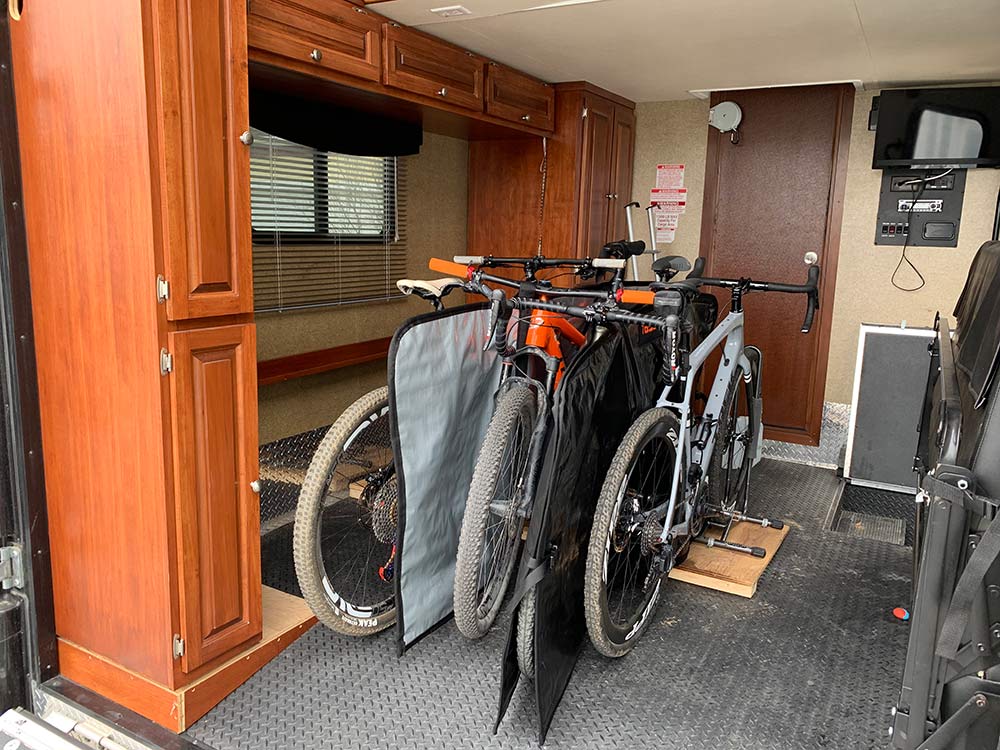 whats the best way to protect road and mountain bikes in the back of an RV or toyhauler or sprinter van