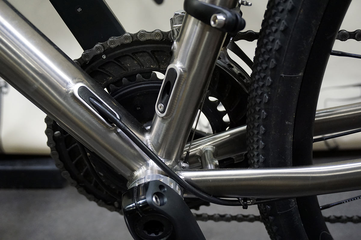 prototype thomson titanium gravel bike and titanium seatpost
