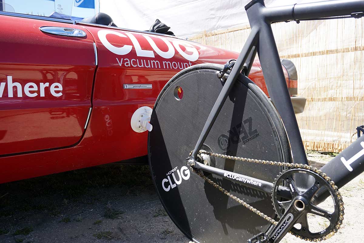 clug suction cup bike mount will hold your bike upright from the side of a car