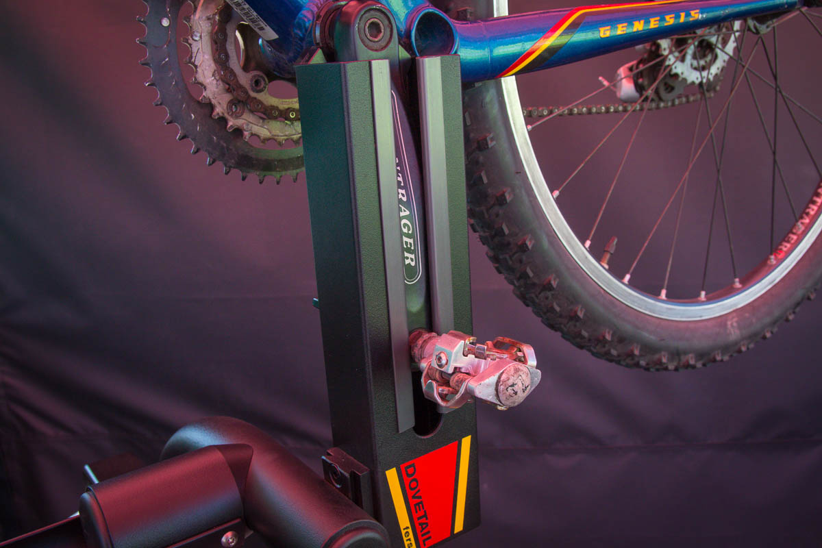Ultra light Dovetail bike rack mounts to hitch without tools, removes in seconds