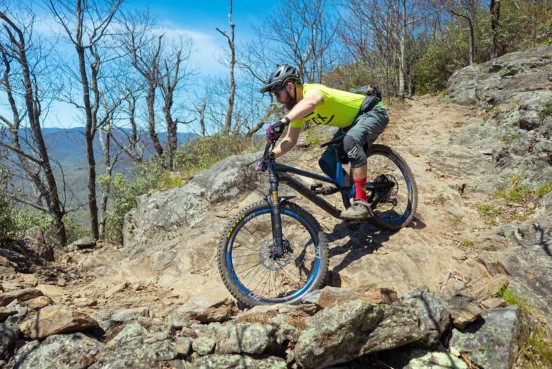 bikerumor pic of the day mountain biking on pilot rock trail in piegan national forest in north carolina.