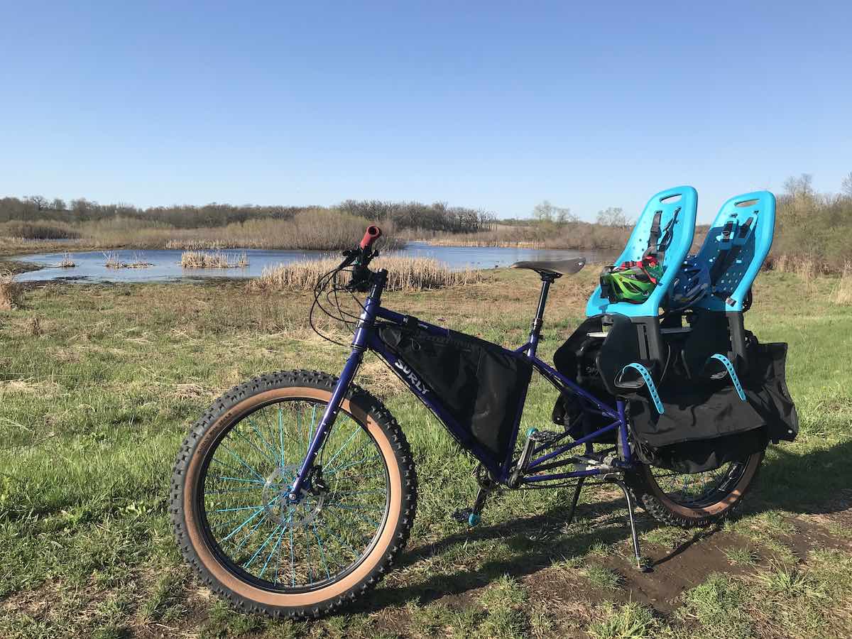bikerumor pic of the day madison wisconsin commute on a surly with two children.
