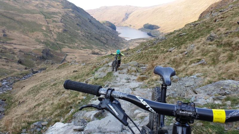bikerumor pic of the day mountain biking over Nan Bield Pass in the eastern lake district national park in UK