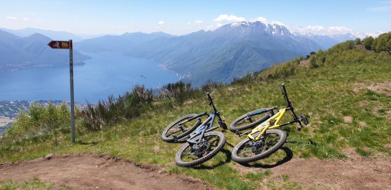 bikerumor pic of the day mountain biking in switzerland over lago di lugano on mont bre.