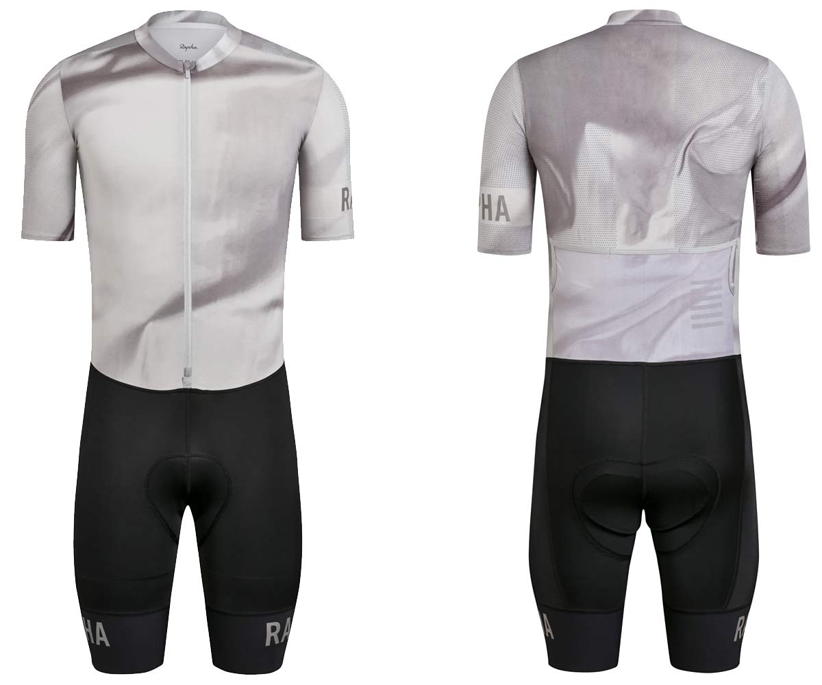 Rapha Crit limited edition criterium Pro Team race cycling kit, back in monochromatic grey