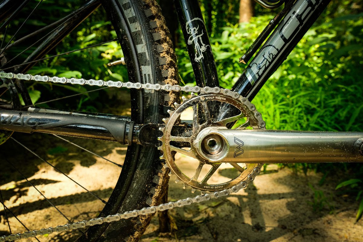 Nickel plated WTC chainrings are a perfect match for Cane Creek eeWings cranks, XTR