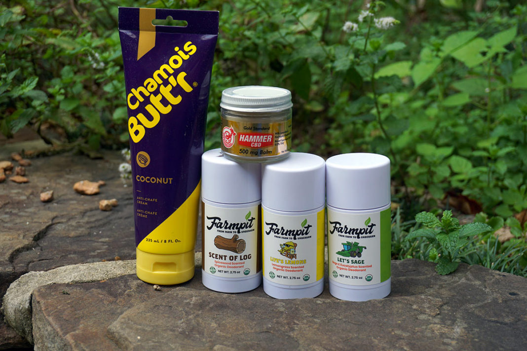 Roundup Coconut Chamois Butt'r, Hammer Nutrition CBD balm & Farmpit