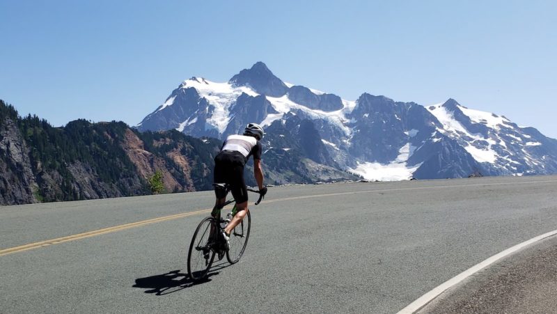 bikerumor pic of the day cycling up mount baker in washington state.