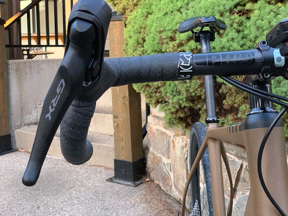 spy shots new shimano pro component carbon fiber gravel handlebar and seatpost with smaller frame bags