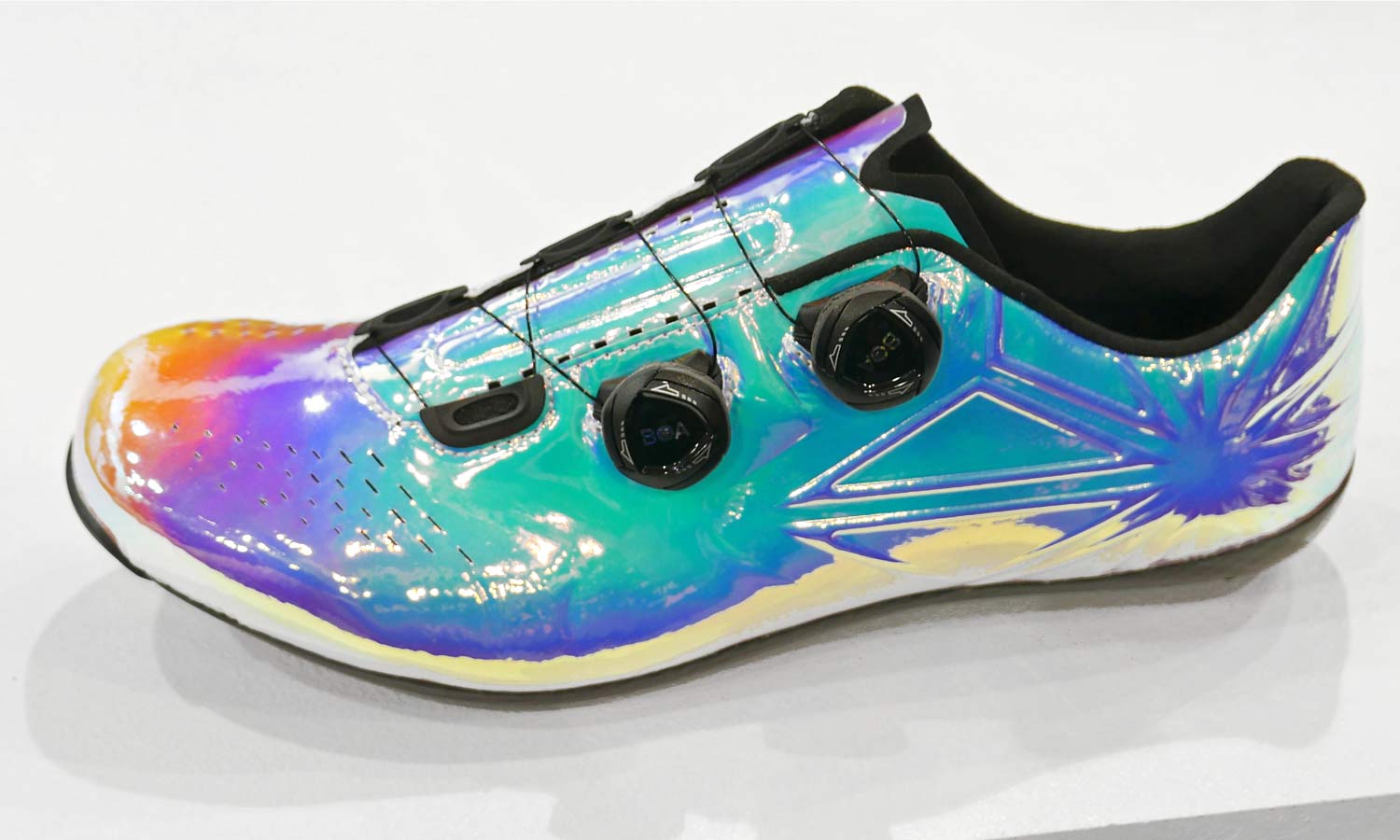 2020 Supacaz next-level shiny rainbow oil slick shoe & components Peter Sagan