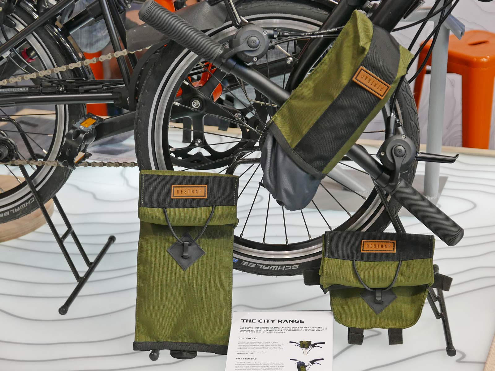 Restrap City Range bags for Brompton folding commuter bikes