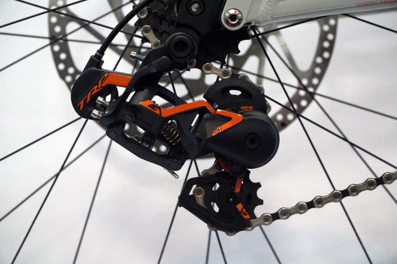 TRP DH7 rear derailleur and shifter offer unique features as an alternative drivetrains option to shimano and sram