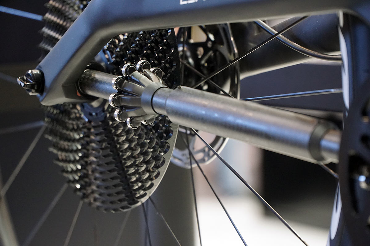 prototype ceramicspeed driven shift-drive chainless mountain bike drivetrain concept