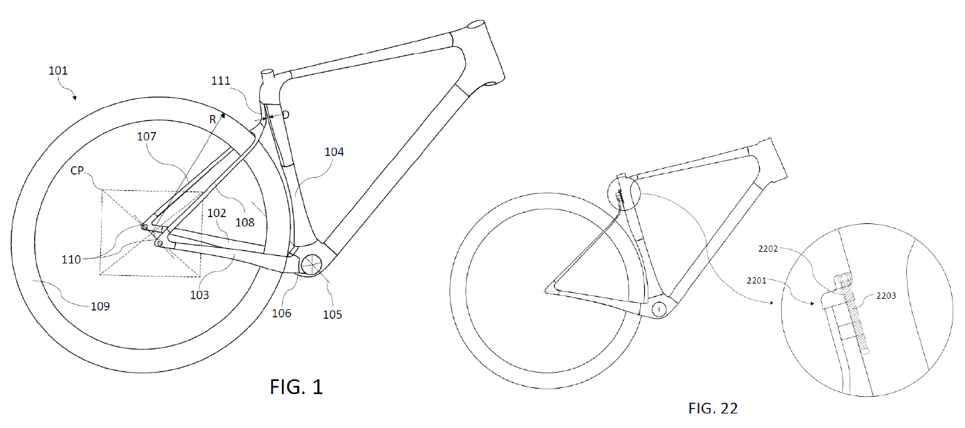 lauf cycling patent for leaf spring rear suspension on a gravel bike and mountain bike
