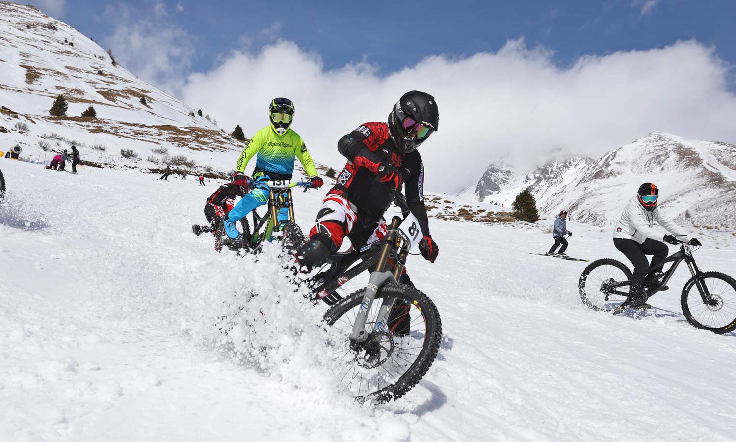 mountain biking on snow