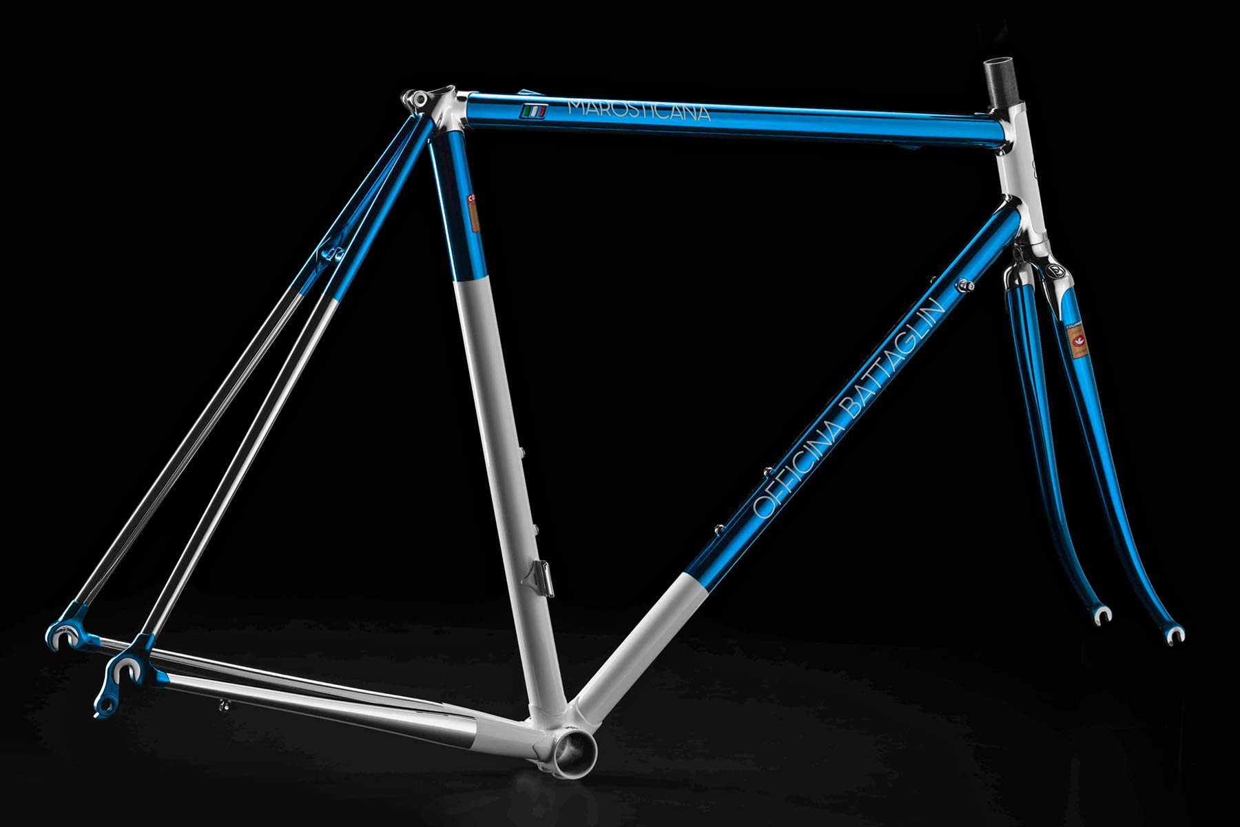 Officina Battaglin Marosticana SLX road bike frame, limited edition Italian lugged steel chrome cromovelato road frame Columbus SLX tubing