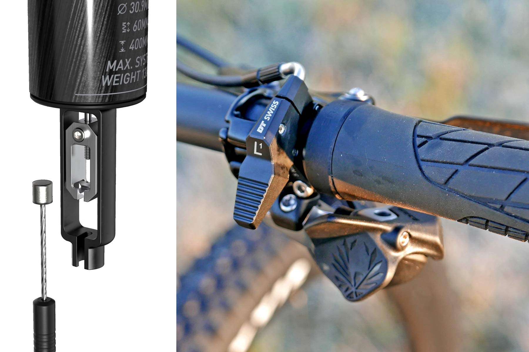 DT Swiss D 232 drops lightweight carbon XC dropper seatpost in