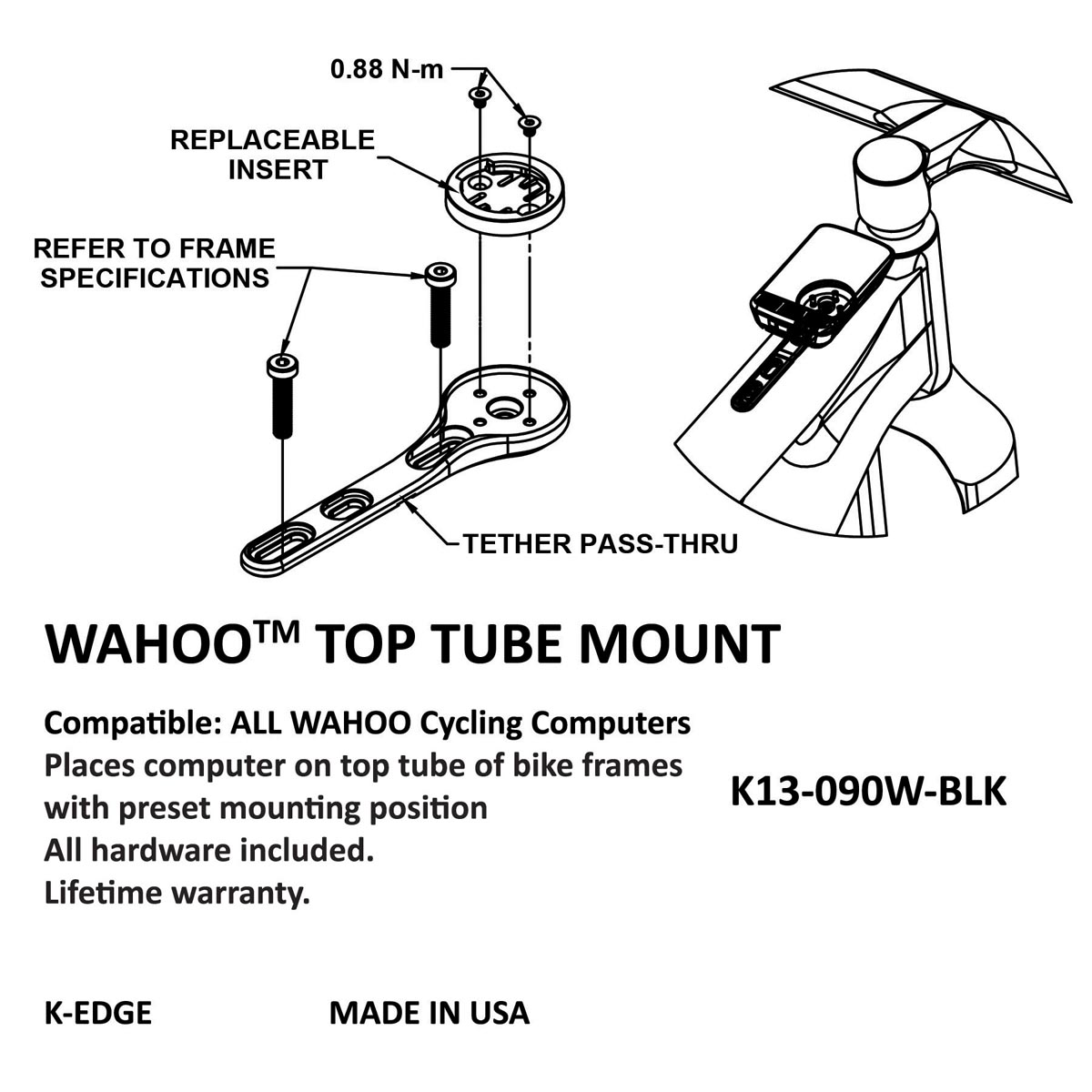 K-Edge Top Tube Mount offers more protected position for your Wahoo or Garmin GPS