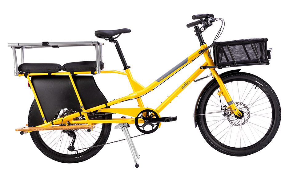Yuba adds 30" wide cable actuated dual kickstand, new Pop Top cover & $999 cargo bike