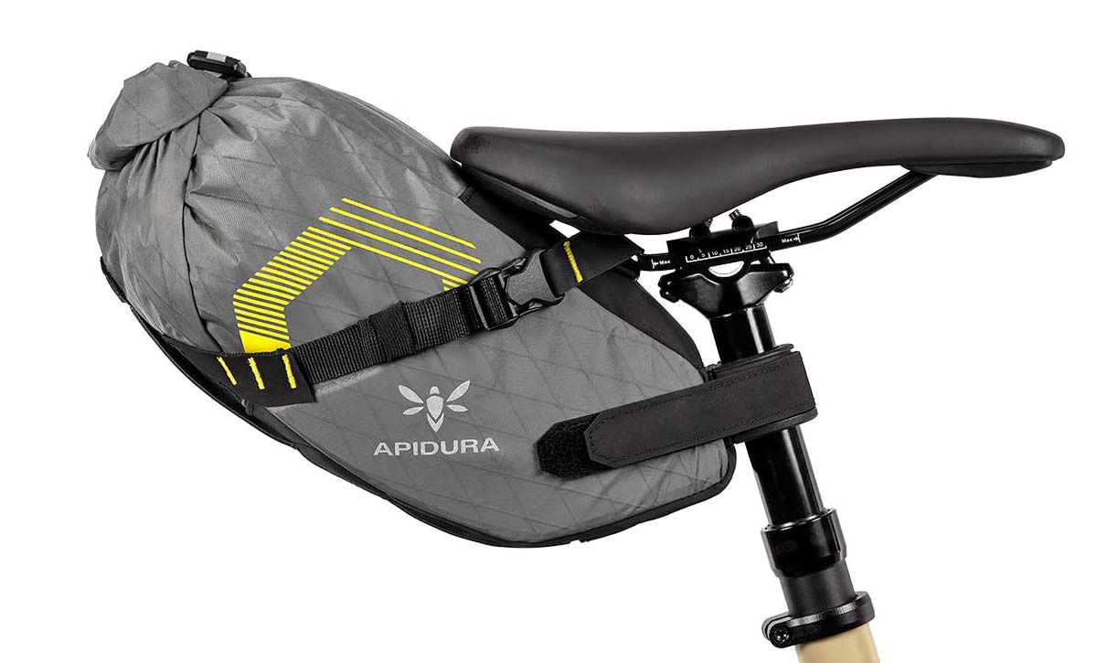 Apidura Dropper Saddle Pack bikepacking bag, Apidura Innovation Lab+76 Projects 6L dropper seatpost compact saddle bag