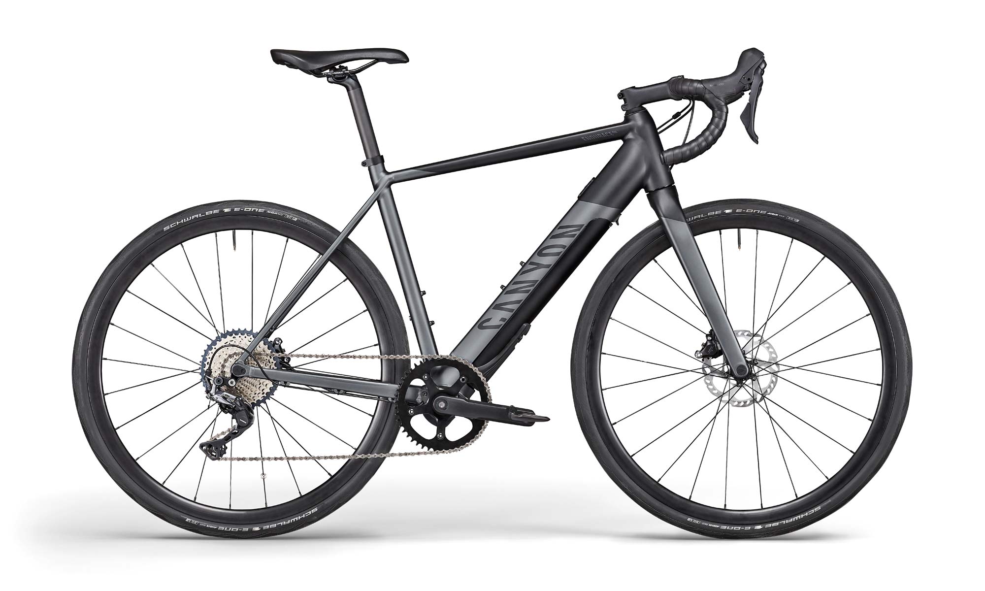 2020 Canyon Endurace-ON AL e-road e-bike, aluminum alloy Fazua Evation Black Pepper pedal-assist ebike