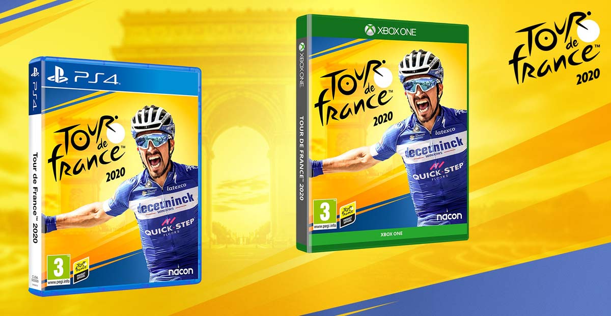 Tour de France 2020 video game, virtual road bike cycling racing sports game by Cyanide Studios, PC or console Xbox PS4 Steam
