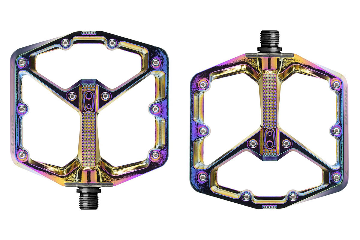 Crank Brothers offers shiny limited edition Oil Slick Stamp 7 flat 