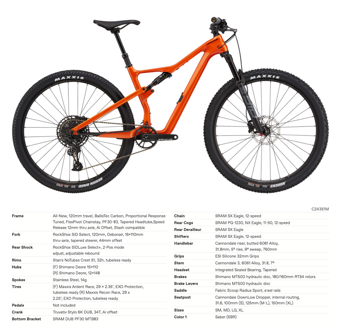 2021 Cannondale Scalpel SE 2 mountain bike specs and build components