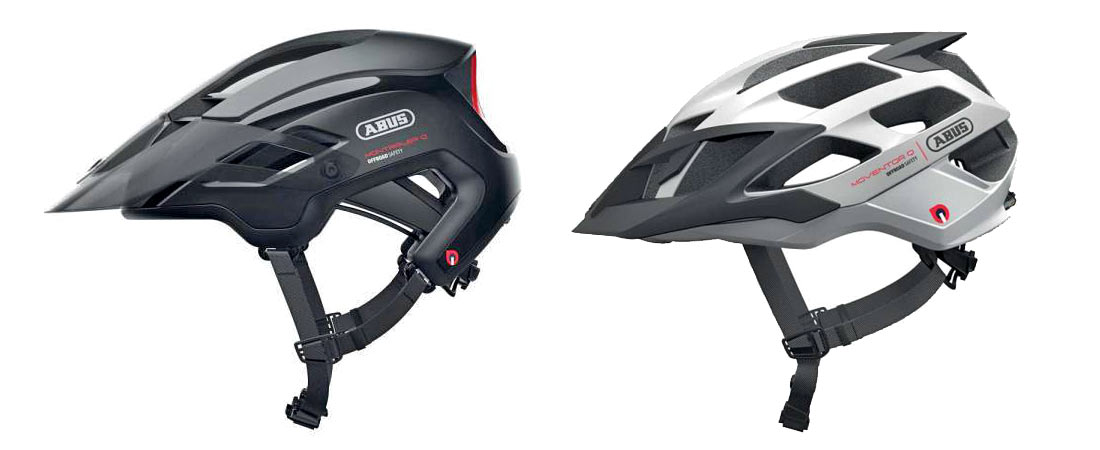 Abus Quin smart crash alert helmet, smart Q-Sensor chip equipped helmets, MonTrailer Quin Moventor Quin mountain bike helmets