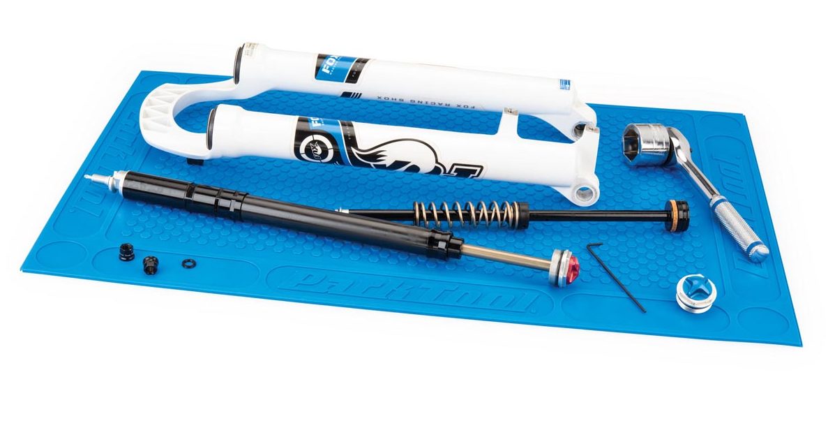 Park Tool makes service smarter w/ Dummy Fork Tool, Electric Shift Tool, and reuseable overhaul mat