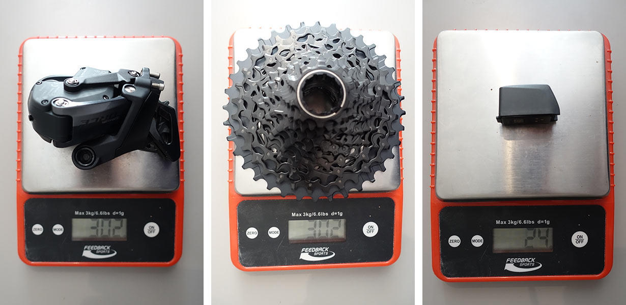 sram force axs wide actual weights for each component