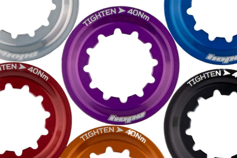 Hope Centre-Lock centerlock Lockrings add touch of colour, colorful bling to your disc brake rotors