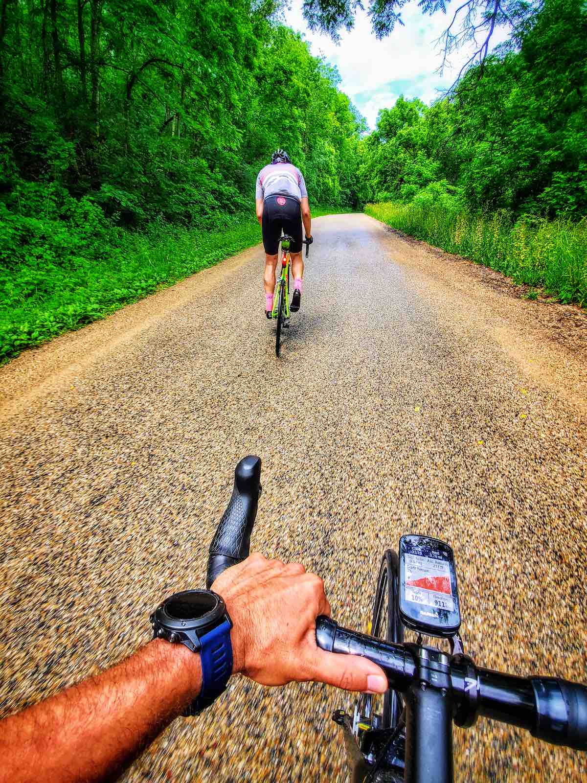 bikerumor pic of the day cycling on a gravel road in the driftless are of wisconsin.