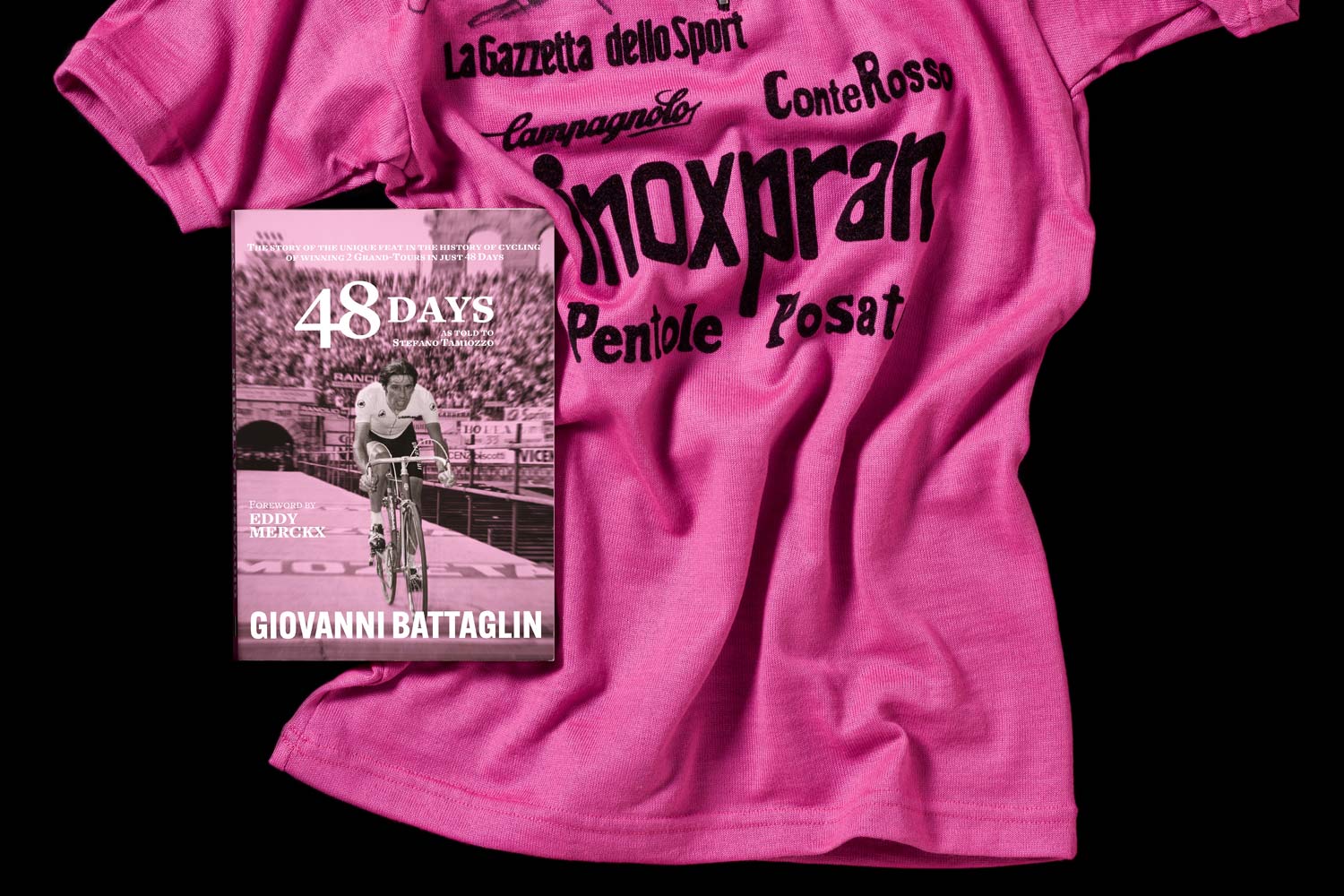 48 Days: a racing memoir of Giovanni Battaglin 1981 Giro-Vuelta winner, special Edizione Collezionista limited collector's edition Battaglin-signed memoir and replica 1981 Maglia Rosa