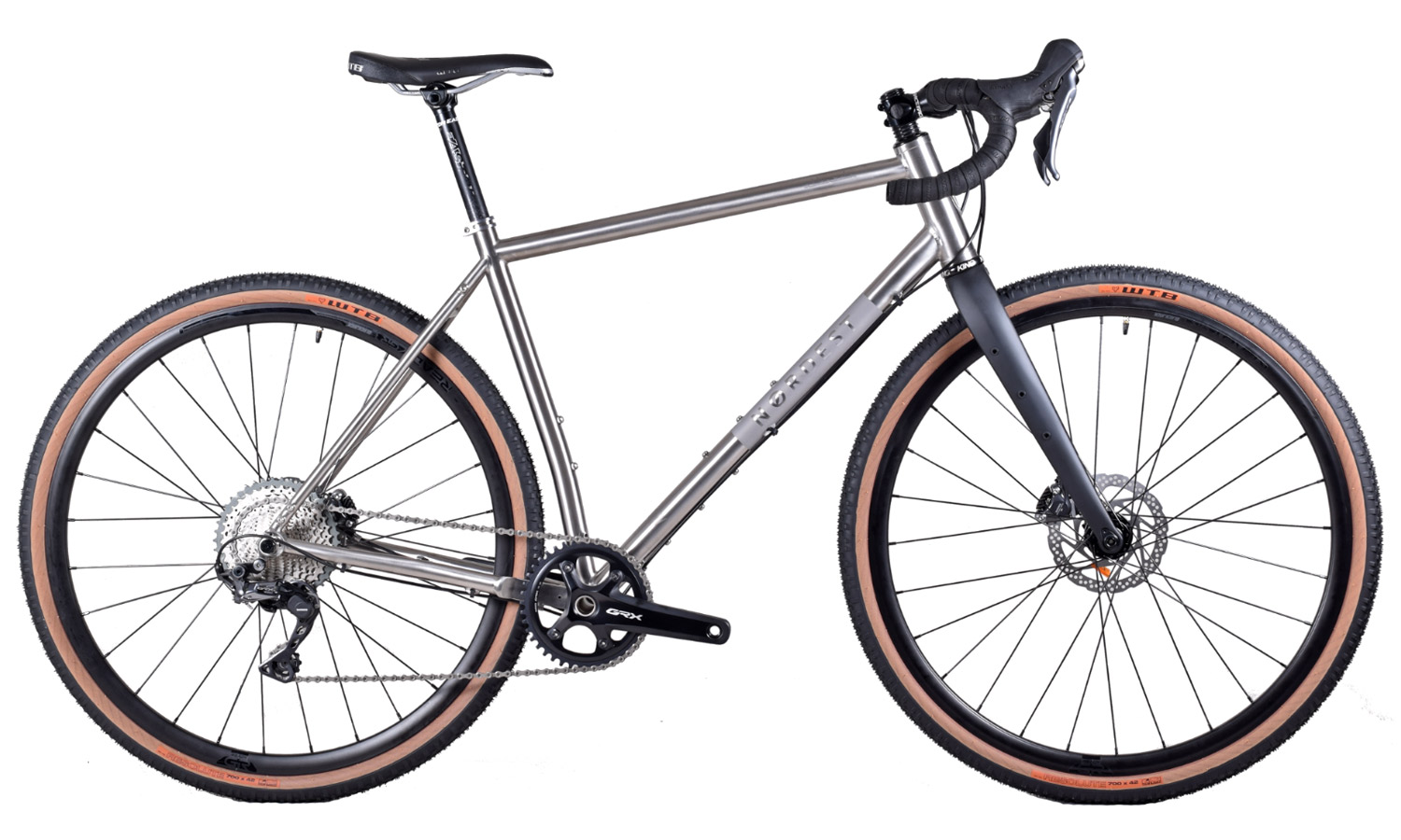 Nordest Super Albarda Ti gravel bike, affordable slack mountain bike inspired titanium adventure gravel bike