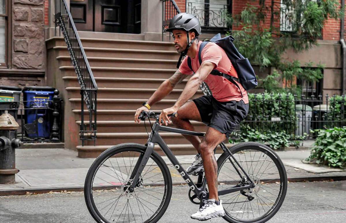 Obed Borough urban bike, is a lightweight & affordable flat-bar carbon urban gravel commuter bike, NYC brownstone cruising