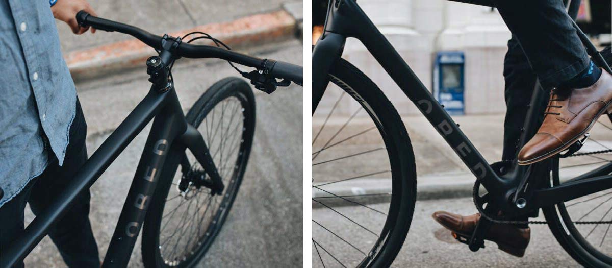 Obed Borough urban bike, is a lightweight & affordable flat-bar carbon urban gravel commuter bike, black details