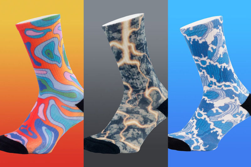 DeFeet sublimated performance socks with printed designs